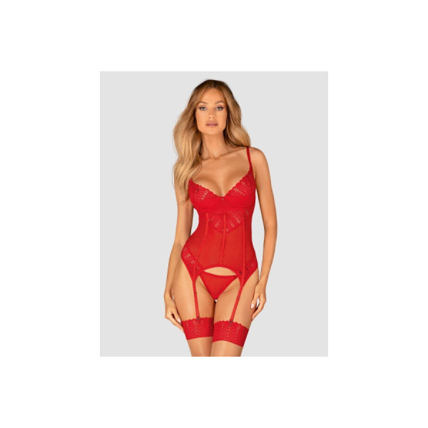 Ingridia corset et string - Rouge